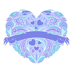 Decorative heart with floral pattern.