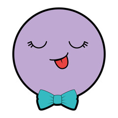 happy face emoji with bowntie vector illustration design