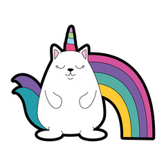 cute fantasy hamster with rainbow vector illustration design