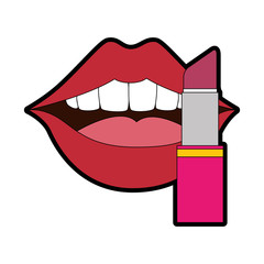 pop art lips with lipstick vector illustration design