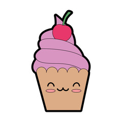delicious cupcake kawaii character vector illustration design