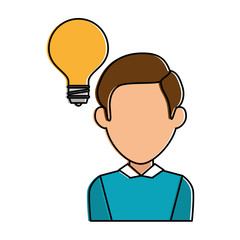 bulb light idea with man vector illustration design