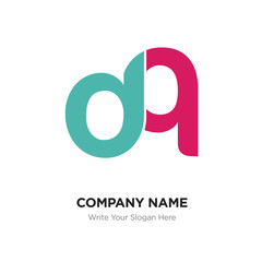 Abstract letter dq, qd logo design template, green & red Alphabet initial letters company name concept. Flat thin line segments connected to each other