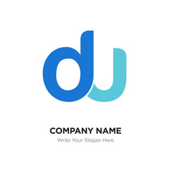 Abstract letter du,ud logo design template, blue & green Alphabet initial letters company name concept. Flat thin line segments connected to each other