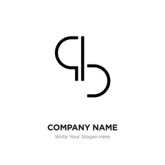 Abstract letter BQ,QB logo design template, Black Alphabet initial letters company name concept. Flat thin line segments connected to each other