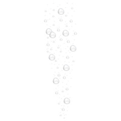 Realistic underwater fizzing air bubbles isolated on white background. Air bubbles in the water