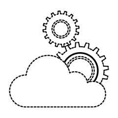 cloud computing with gears machinery vector illustration design