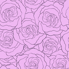 Rose pattern by hand drawing.Pink rose high detail for wallpaper.Flower seamless pattern on vintage background.Rosa queen elizabeth rose for batik cloth.