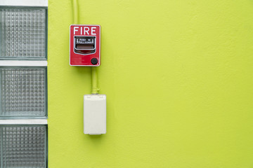 Fire alarm equipment on the green background