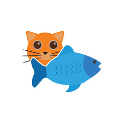 Cat Fish Logo Icon Design