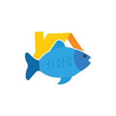Roof Fish Logo Icon Design