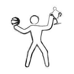 Basketball player with ball pictogram