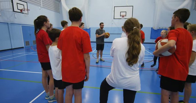 4k, School children in physical education class. Slow motion.