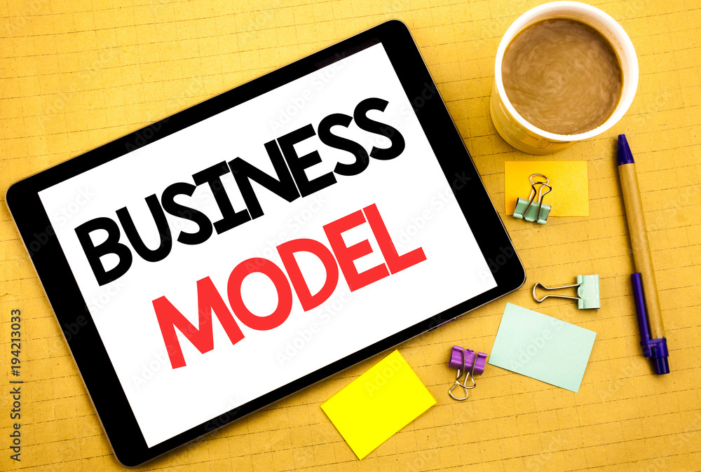 Poster conceptual hand writing text caption showing business model. business concept for solution strategy 