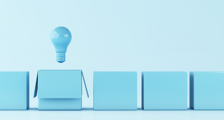 3d Light bulb. Think outside of the box concept