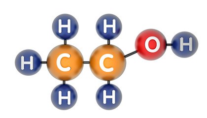 Ethanol. C2H5OH. 3d render. Isolated on white.
