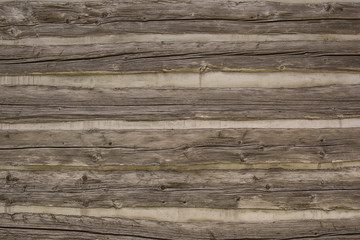 Wall of Aged Log Cabin