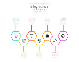 Infographic design elements for your business data with 7 options, parts, steps, timelines or processes. Vector Illustration.