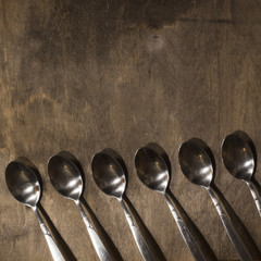 A number of metal spoons