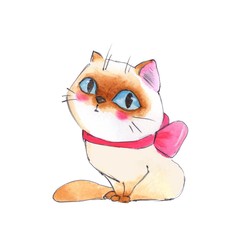 Cute cat. Watercolor sketch 3