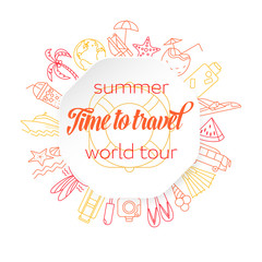 Travel concept illustration, thin line flat design