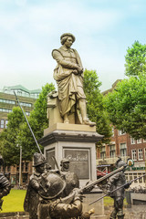 Statue of Rembrandt in Amsterdam, the Netherlands. Europe