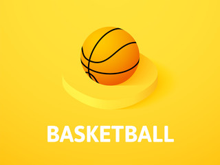 Basketball isometric icon, isolated on color background