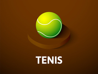 Tennis isometric icon, isolated on color background