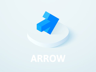 Arrow isometric icon, isolated on color background