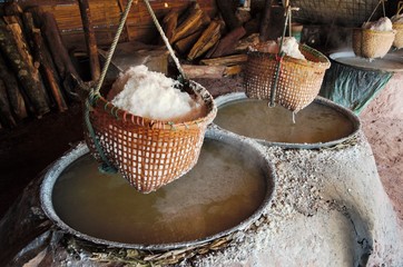 Salt maked by rural in nan , Thailand