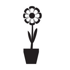Cute flower on a pot silhouette