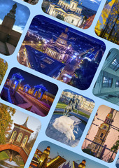 Petersburg. Collage of architecture of St. Petersburg. Museums of Russia. Registration from the views of Saint Petersburg.