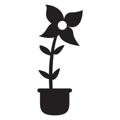 Cute flower on a pot silhouette