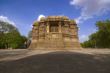 Outer view of the Sun Temple on the bank of the river Pushpavati. Built in 1026 - 27 AD,  Modhera...