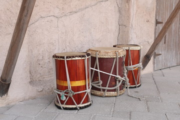 Fototapeta na wymiar Arabic colorful traditonal drums.