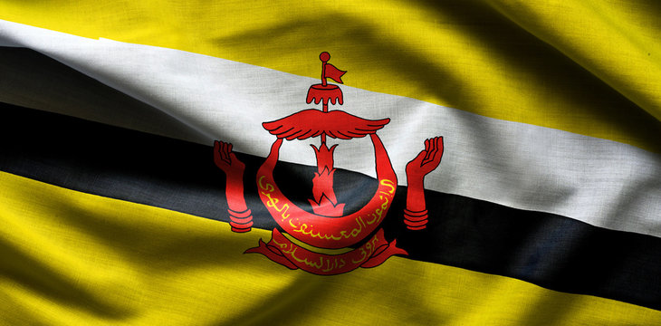 Close up shot of wavy flag of Brunei