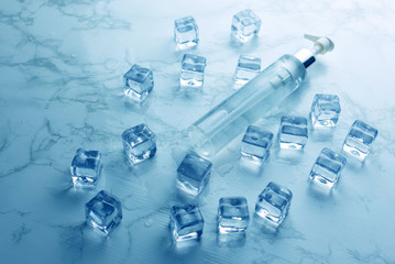 Bottle  with Ice Cubes.