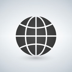 Globe earth vector icon, vector illustration isolated on white.