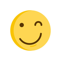 Wink Emoticon. Emoji smiley vector icon
