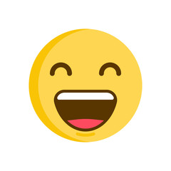 Emoticon smiley with a huge smile on his face. Vector emoji icon