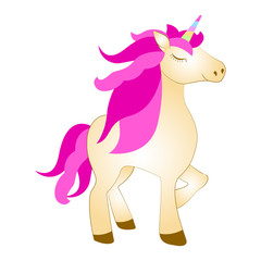 Majestic cute unicorn cartoon character. Fantasy