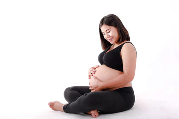 Happy pregnant woman, The baby is close to birth, health woman, Concept of healthy lifestyle and relaxation.