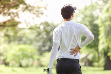 Sport injury play goft, Muscle injury concept.