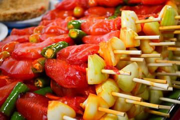 chicken fillet with vegetables on skewers.Asian food.Thailand
