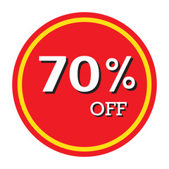 70% OFF Discount Price Tag Isolated Vector