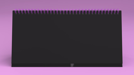 Black table calendar mock-up on purple surface