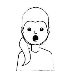 surprised young woman avatar character vector illustration design