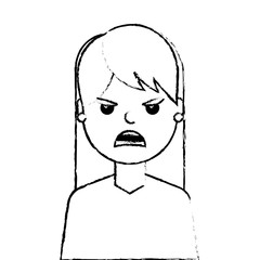 angry young woman avatar character vector illustration design