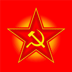Red star with hammer and sickle