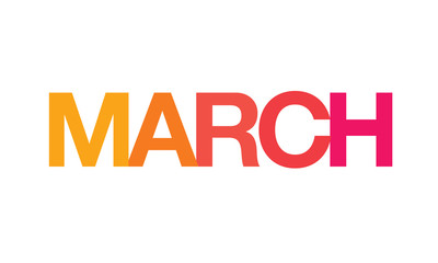 March typography in orange gradation